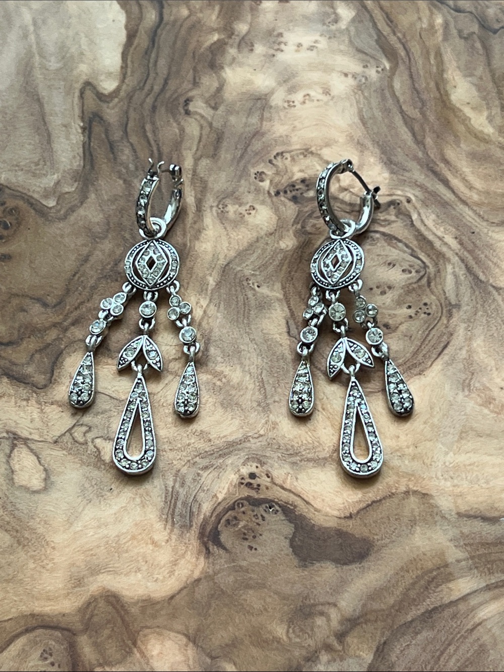 Monet Silver-Tone Crystal Chandelier Drop Earrings - Silver